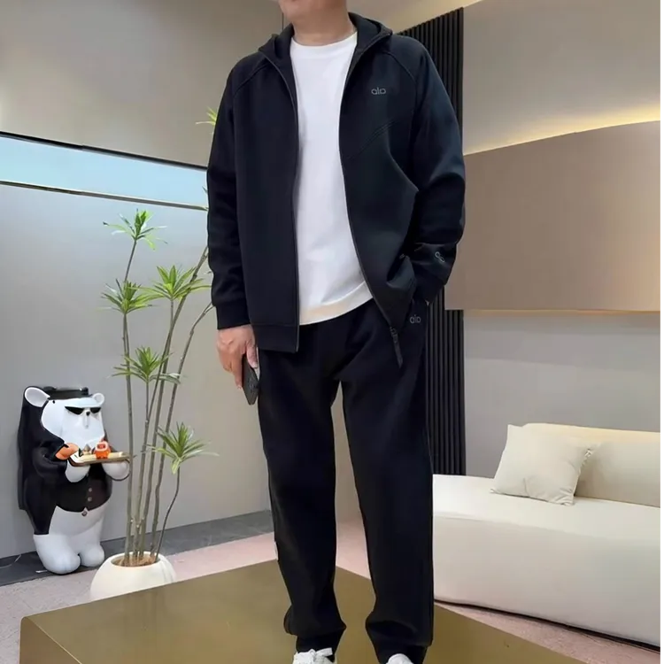 男士2025秋冬新款时尚连帽休闲运动套装开衫外套休闲束脚裤两件套