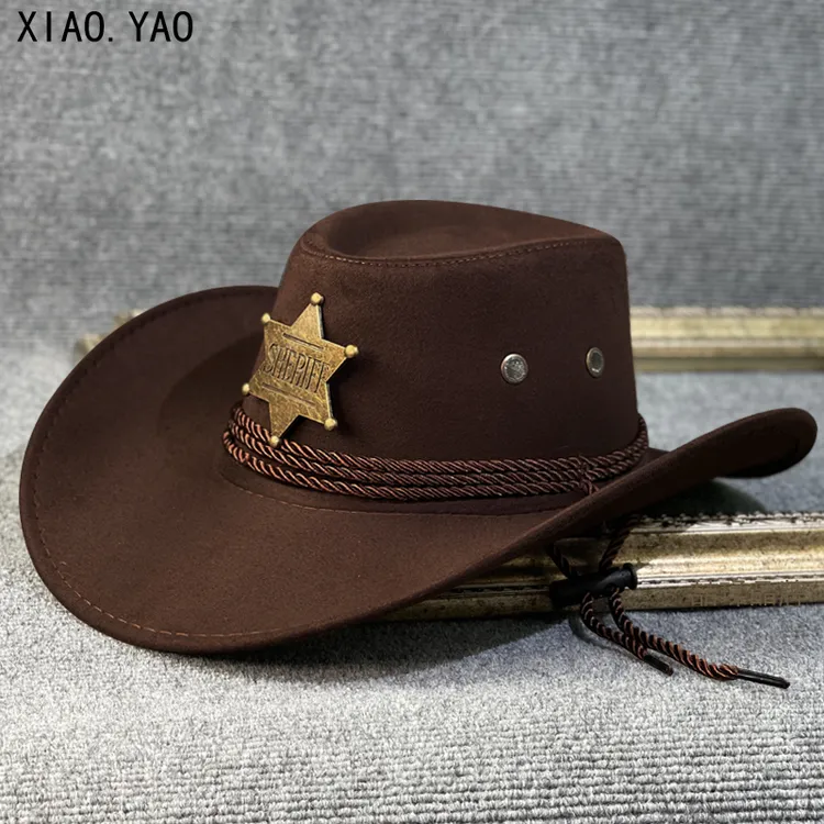 五角星耍酷西部牛仔帽子男女春夏秋户外防晒遮阳帽旅游草原骑马帽