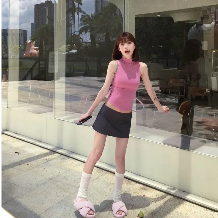 2025夏季新款时尚套装气质显瘦修身洋气休闲百搭外穿上衣无袖辣妹