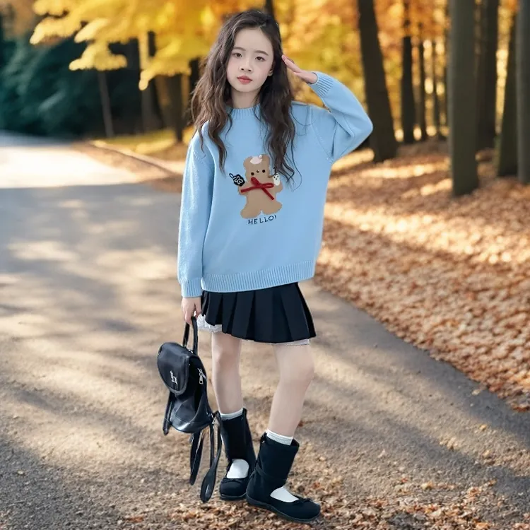 女童毛衣秋款2025新款洋气大童秋冬季小女孩针织打底衫儿童上衣
