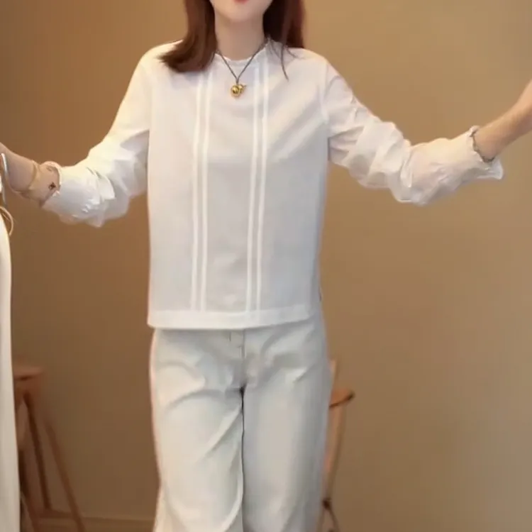 法式田园花边领衬衫文艺百搭气质宽松女上衣LK2505779