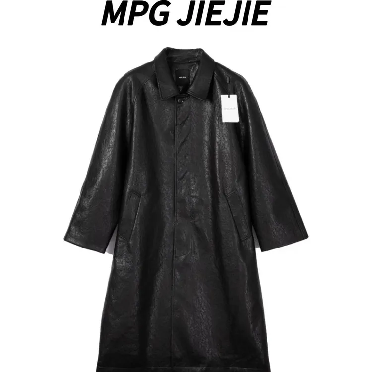 MPG JIEJIE【克莱顿】25秋冬正肩长款黑色皮衣