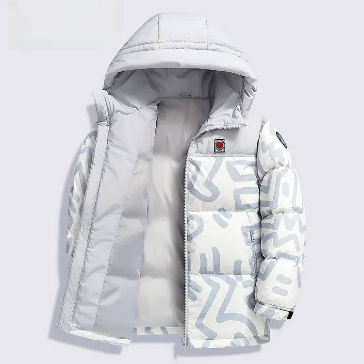 2025冬季新款男士潮流拼接加厚面包羽绒服男短款鸭绒保暖冬装外套