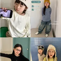 豆几妈 9/15儿童男7A抗菌字母印花休闲长袖T女童春秋款长袖打底衫