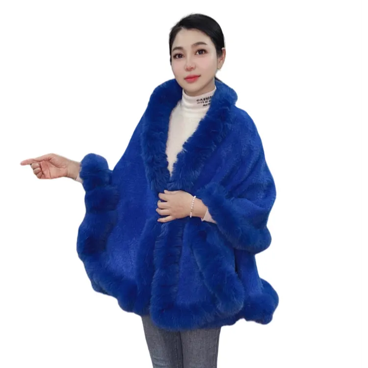 2025秋冬新款时尚仿貂毛披肩毛毛披肩气质显瘦百搭保暖针织外披女