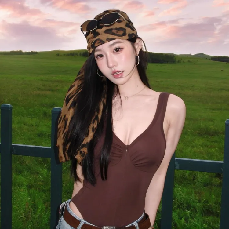 豹纹复古风丝巾千禧辣妹风薄款透气包头头巾新疆旅游穿搭系脖围巾