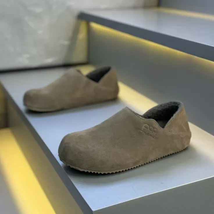 2025冬季潮流加棉勃肯鞋男一脚蹬翻毛皮开车软底豆豆鞋男款休闲鞋