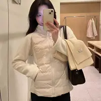 7959-（值得购买）高品质拼接加厚小蛮腰羽绒防风外套（米白）