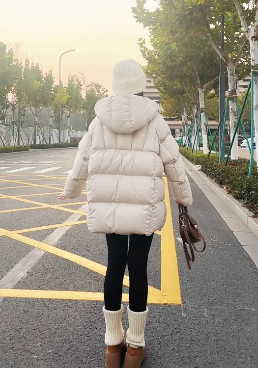 2025冬季95白鸭绒新款加厚中长款龟背泡芙连帽女羽绒服6