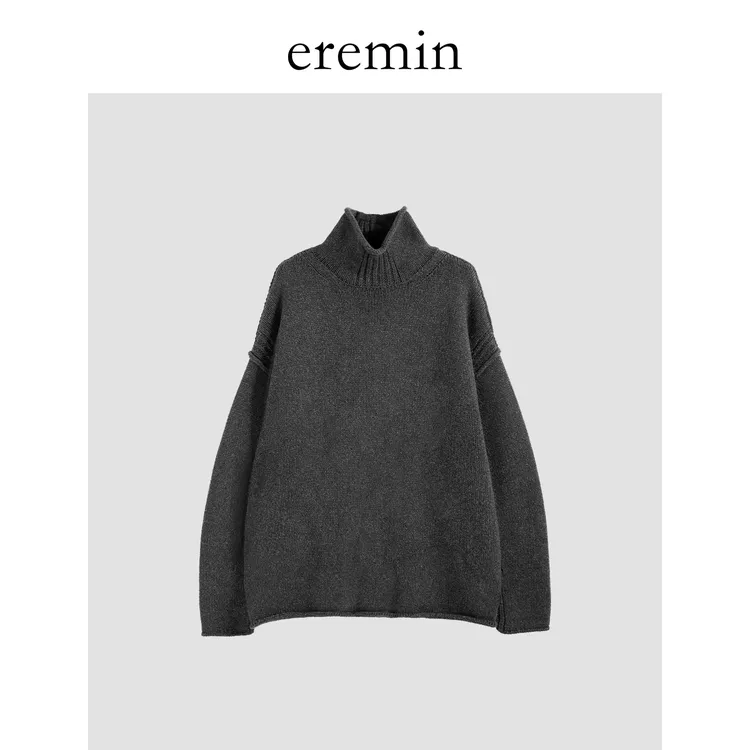 DE Mincollection高领卷边毛衣/高克重粗针杂花纱廓形毛衣59287