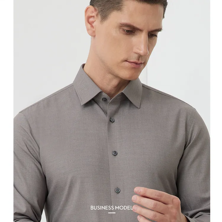 ENZO男士可机洗羊绒莫代尔时尚商务休闲秋冬长袖衬衣衬衫秋季