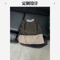 【杨英家欧根纱拼接雪纺很老钱风定制无袖设计】25137