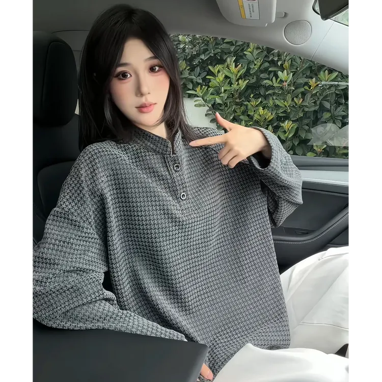 美式复古亨利领长袖T恤男款春秋季2025新款设计感立领卫衣打底衫