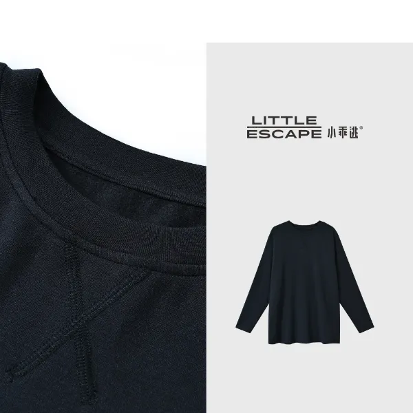 小乖逃双色！精品带绒磨毛深灰色米白色T恤卫衣X标字母圆领M9683