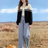 F4186-【摩】撞色刺绣翻领拉链外套#XMF57W056
