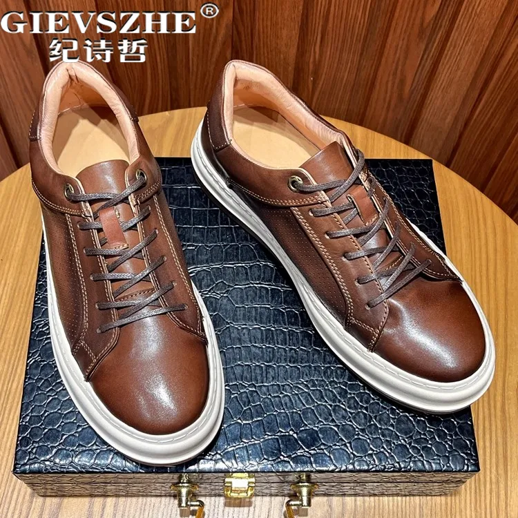 纪诗哲男鞋轻便透气时尚运动鞋子男款复古厚底休闲鞋百搭潮流板鞋