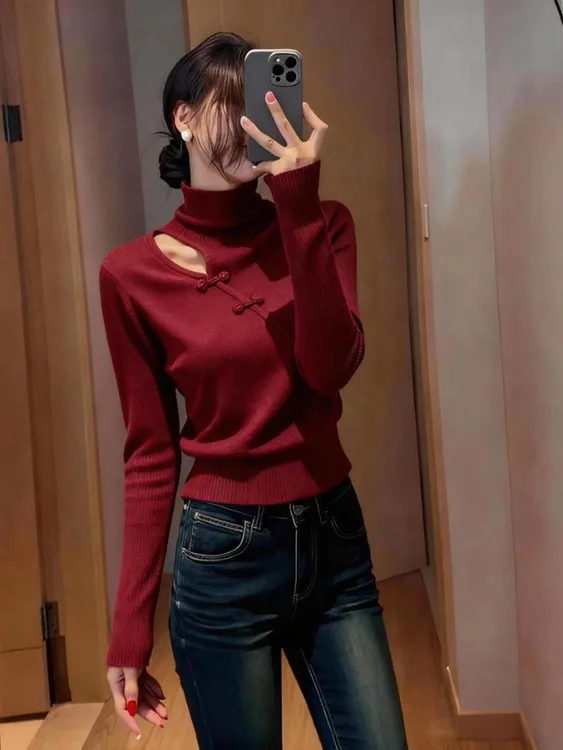 秋冬新款软糯高领针织衫女慵懒高级感巨好看设计感显瘦打底毛衣女