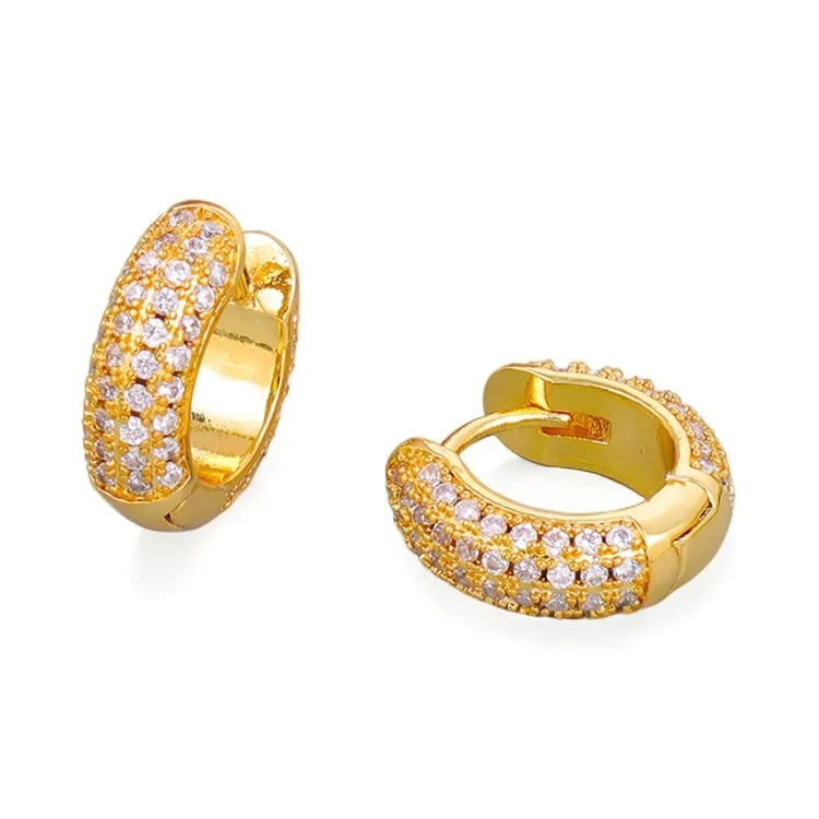 铜合金锆石耳饰 镀K金气质百搭时尚轻奢耳扣JQH0444耳环金色耳圈