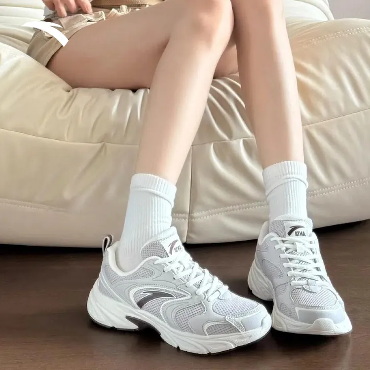 安踏【 OG800】网面透气复古银色休闲鞋男女鞋夏季情侣鞋潮流运动鞋