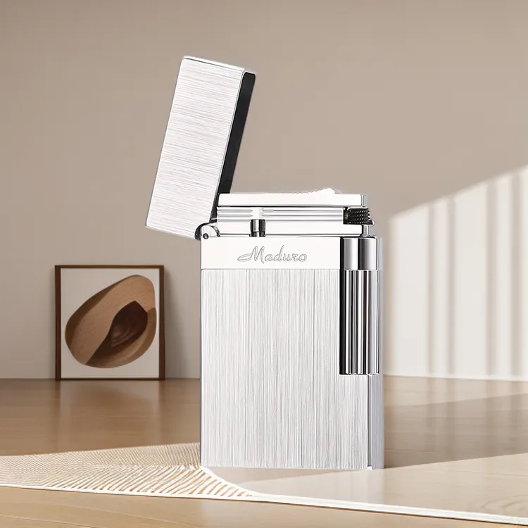 maduro玛杜罗朗声打火机充气侧滑轮拉丝钢音高档黄铜礼物商务刻字