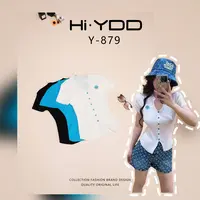 YDD•「Y-879」夏季半开领刺绣针织凉感开衫短袖上衣D-502