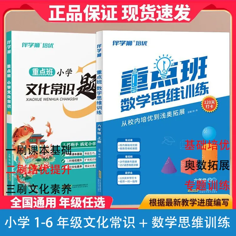重点班1-6小学生文化常识题库数学思维训练语数必背课外常识练习