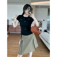 Lilpera胖梨定制 “奥利奥薄脆”蝴蝶结短袖夏季气质显瘦正肩T恤B14