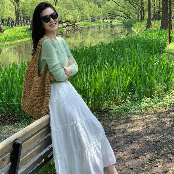 【千峰翠影】新款薄荷绿针织衫短毛衣开衫半裙2025早秋款女装套装