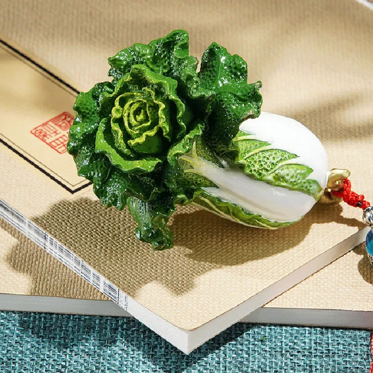《手握百财》客厅桌面轻奢铜白菜手工摆件家居装饰创意礼品茶宠把件