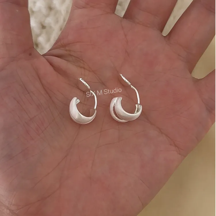 纯铜耳饰 耳饰无耳洞银色C型简约气质耳夹女精致百搭一体式蚊香盘