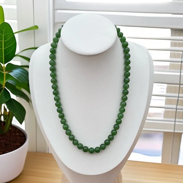 天然和田玉碧玉项链56颗珠子卡8mm无精品包容经典大方时尚百搭