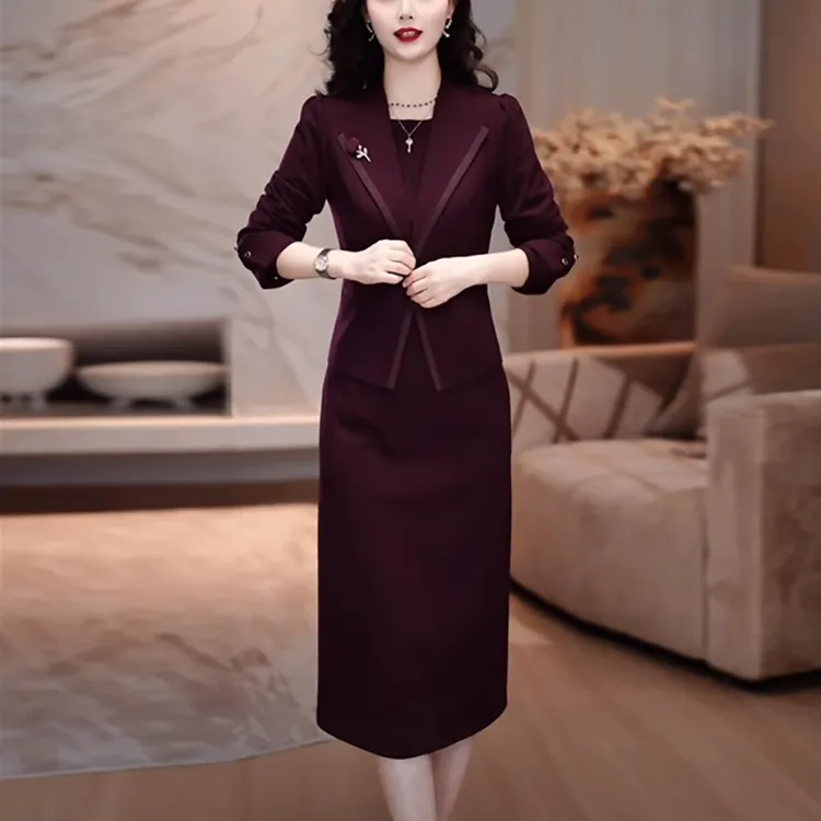 色织精纺气质轻奢高级感女装2025秋季新款时尚贵气显瘦连衣裙套装