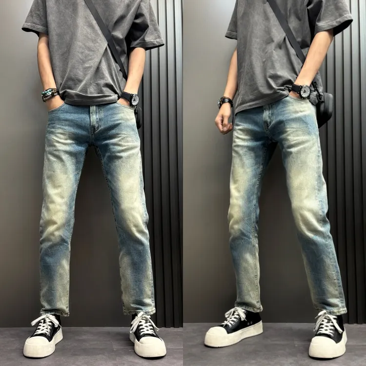 做旧秋冬男士牛仔长裤直筒百搭复古美式休闲水洗男裤爆款潮流裤子