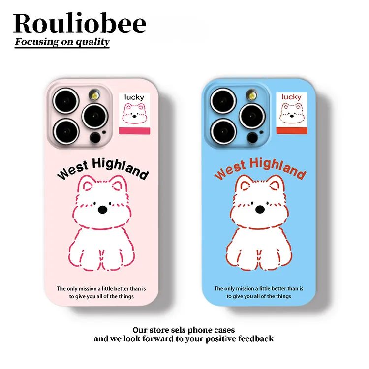 可爱粉蓝西高地适用苹果16/15手机壳iPhone13p华为vivo小米12oppo