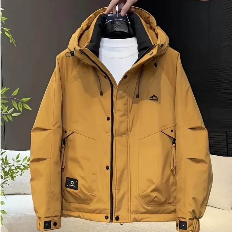 户外工装连帽羽绒服男款防风保暖加厚男士外套2025冬季新款防寒服