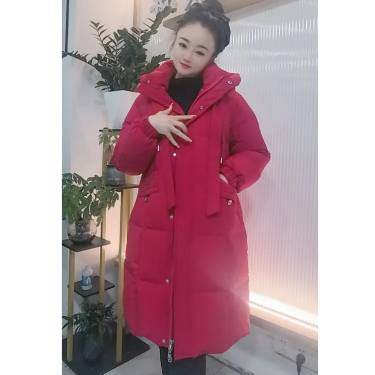 【婉婷潮牌】25012鹅绒服长款连帽保暖洋气冬季女装时尚百搭90长