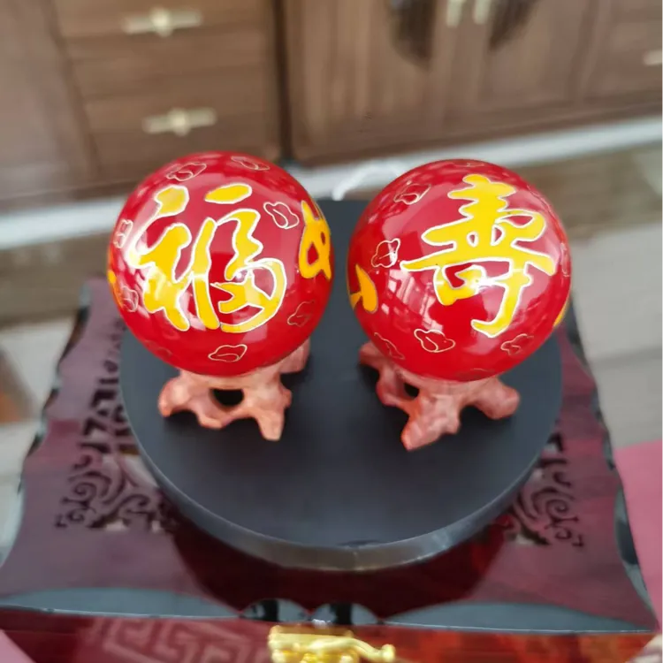 景泰蓝工艺空心铃音健身球手握转按摩保健球福寿全高档礼物伴手礼
