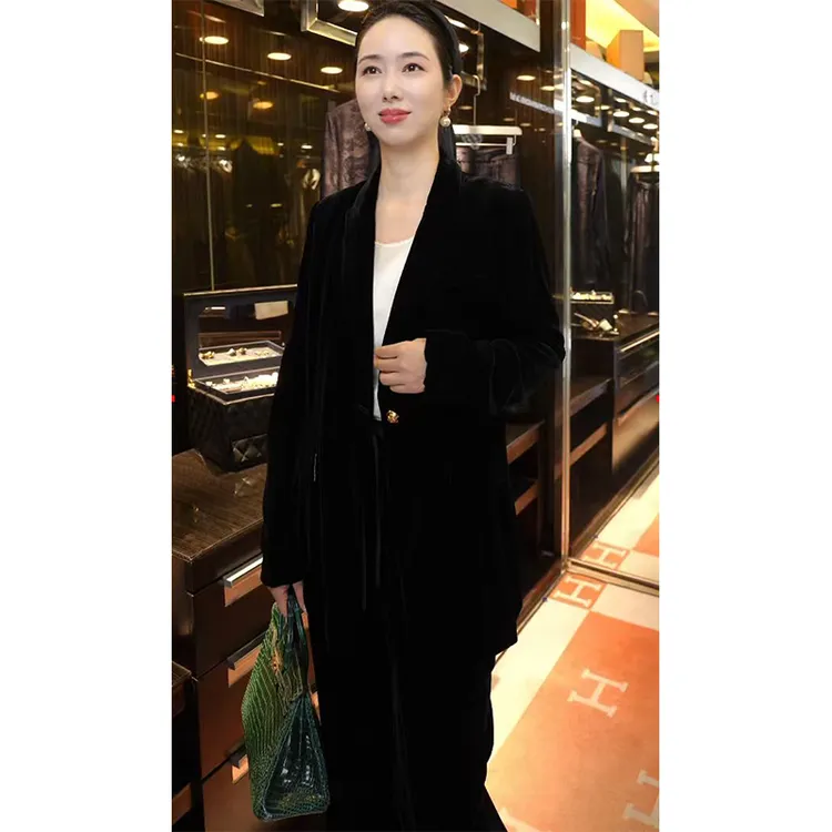 【一眼万年】高定桑蚕丝真丝丝绒套装西装+阔腿裤套装