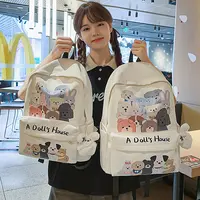 日系ins可爱少女涂鸦书包女初中女生高中生轻便双肩背包出游上学