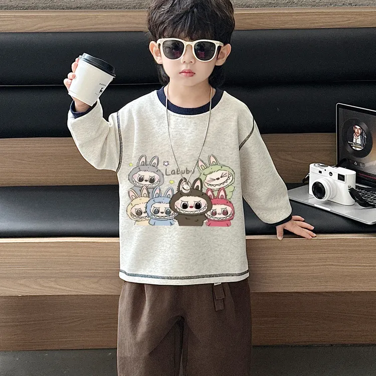 ins风宝宝秋季新款卫衣卡通印花上衣儿童圆领亲肤套头百搭衣服潮