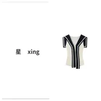 324 夏装新款海军领系带领显瘦百搭针织上衣55072