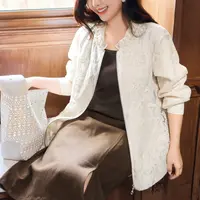 【重工刺绣钉珠欧根纱】MsShe大码女装秋冬棒球服外套J~E2508038