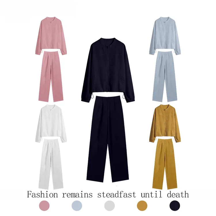 2026简约风休闲套装女夏季新款防晒显瘦外套高腰阔腿亚麻慵懒套装商品图