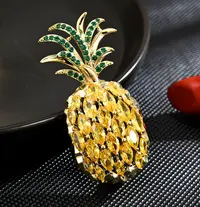 铜合金合成锆石胸针 1110高定设计师菠萝胸针