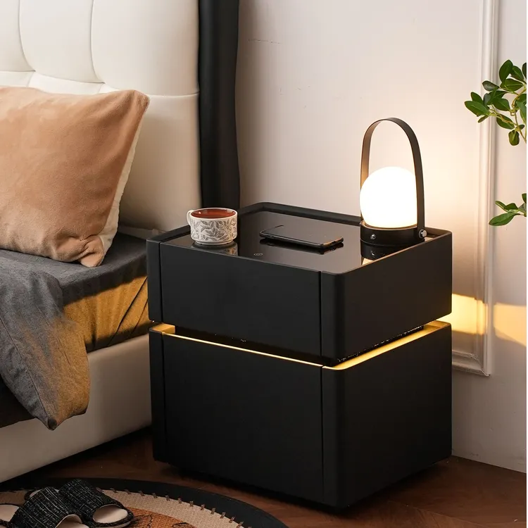 保险柜多功能一体智能实木轻奢高级感床头柜2025款多功能无线充电