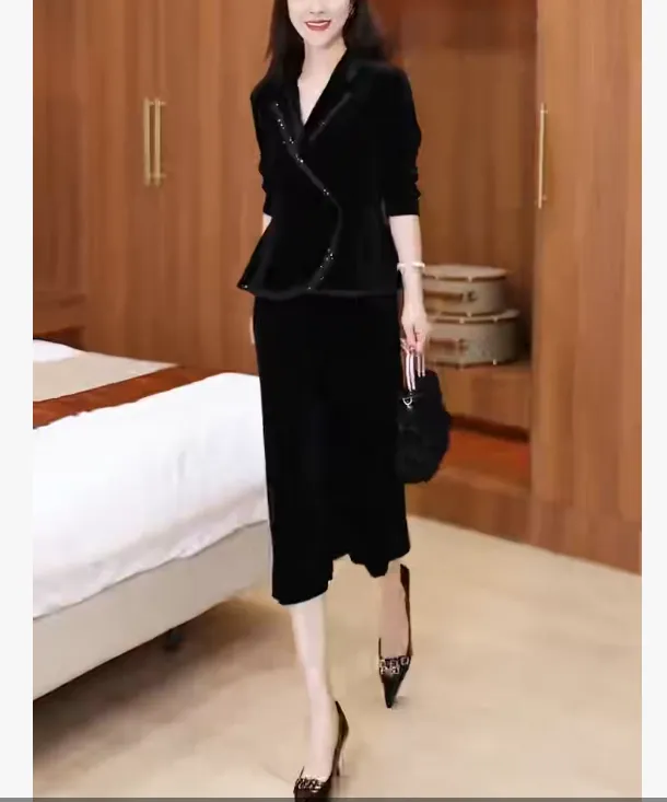 秋季2025新款气质修身显瘦收腰西服上衣半身裙套装CJ90903