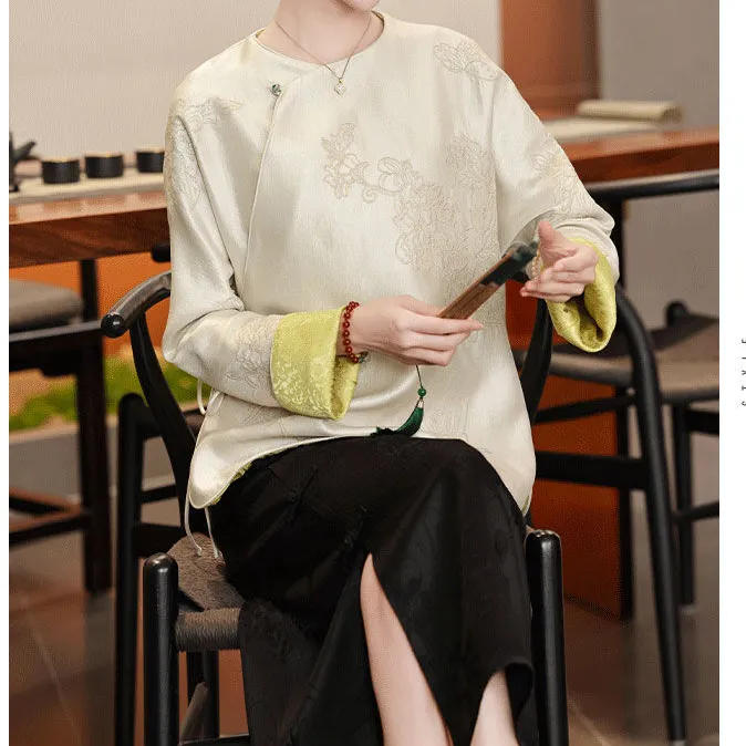 新中式国风刺绣外套女2025春新款改良旗袍复古上衣长袖民族风斜襟