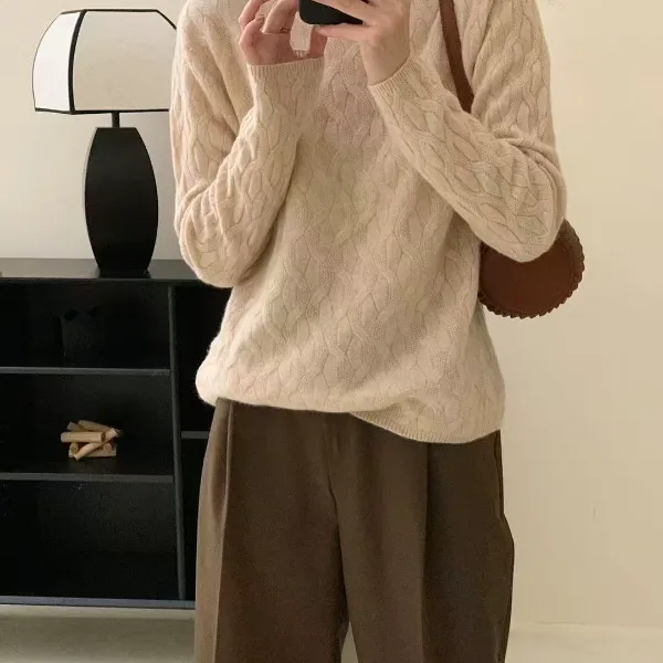 【羊绒】天山羊绒圆领长袖女套衫（0030）