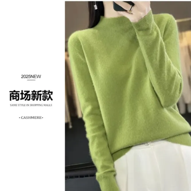 【商场同款 重磅加厚】一线成衣纯羊毛半高领百搭套头针织打底衫