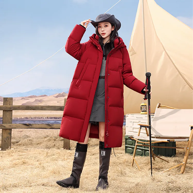 拉夏贝尔90绒羽绒服中长款冬季高充绒量加厚保暖鸭绒休闲外套0938